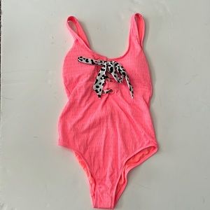 No Boundaries Coral Laced Front One Piece Swimsuit